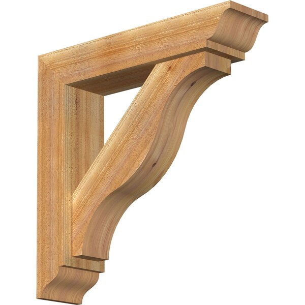 Ekena Millwork Funston Traditional Rough Sawn Bracket w/ Offset Brace, Western Red Cedar, 6"W x 26"D x 26"H BKT0604X26X26FST01RWR - main
